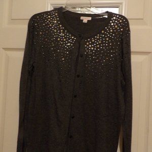 Great Heather Gray Cardigan Sweater - with Bling!